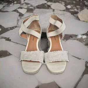 Lucky Brand Mindra Canvas Espadrille Platform Wedge Sandals Women's Size 6.5
